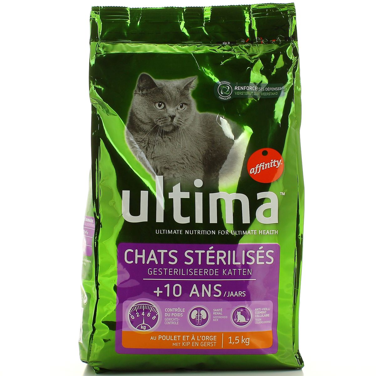 Achat / Vente Ultima Affinity Croquette chat stérilisé +10 ans, 1.5kg