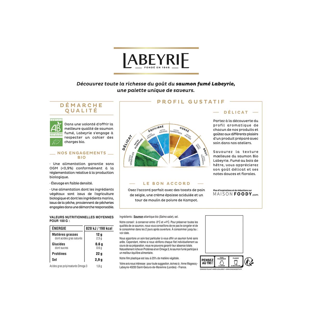 3033610062707 - Labeyrie - Saumon Fumé Bio Equilibré de Norvège, 65g