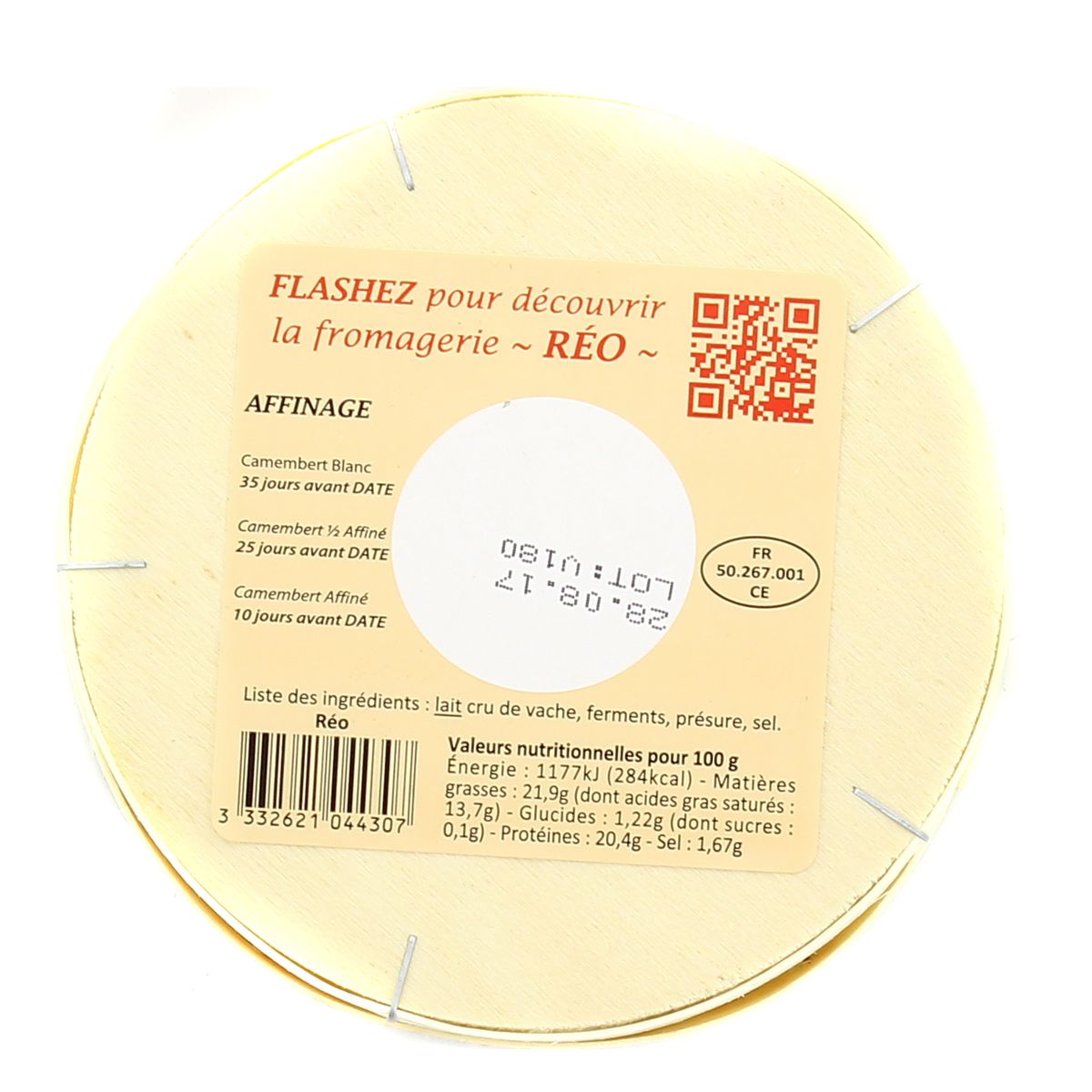 3332621044307 - Réo - Camembert de Normandie au lait cru AOP