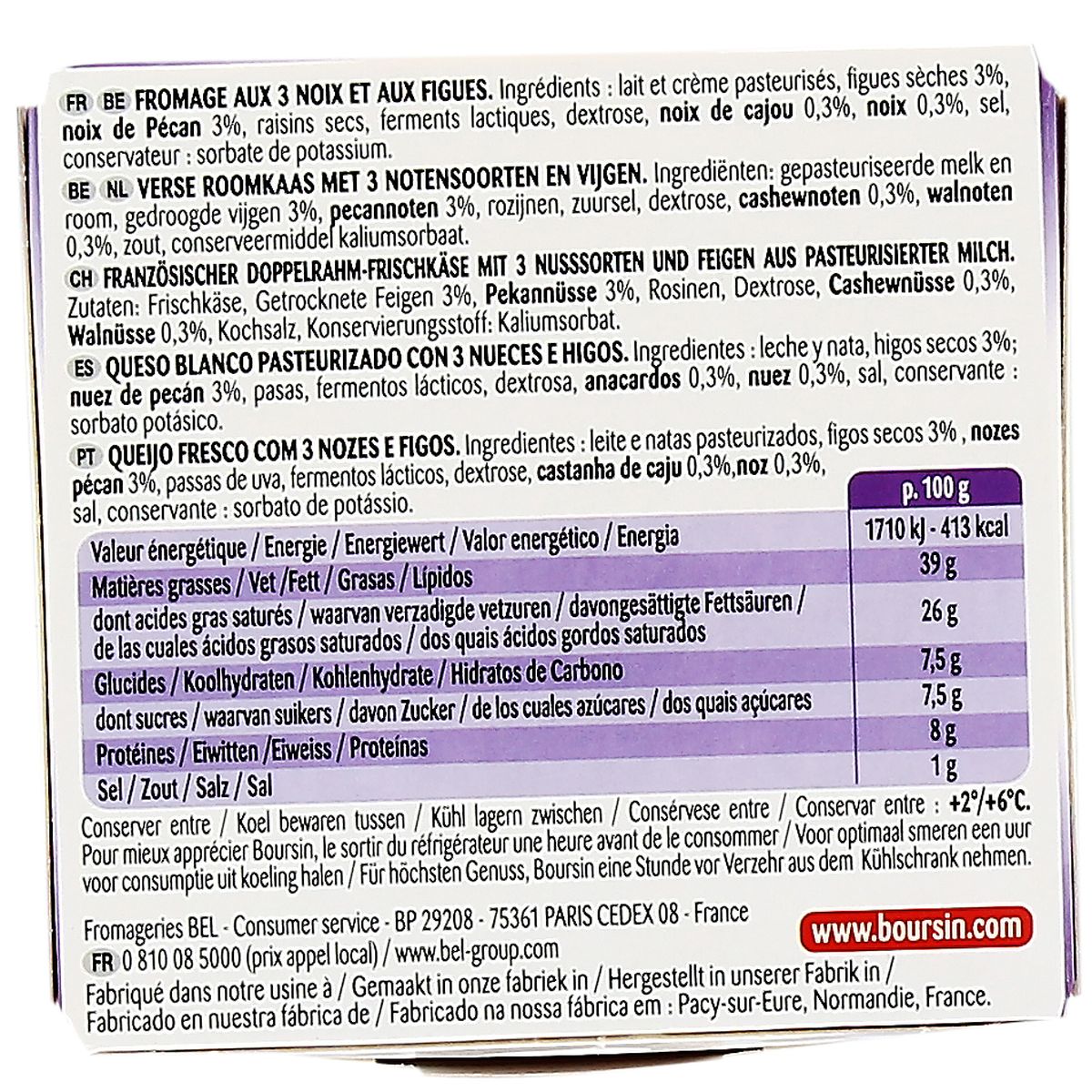 3073781075007 - Boursin - Fromage à tartiner Figue et aux trois noix
