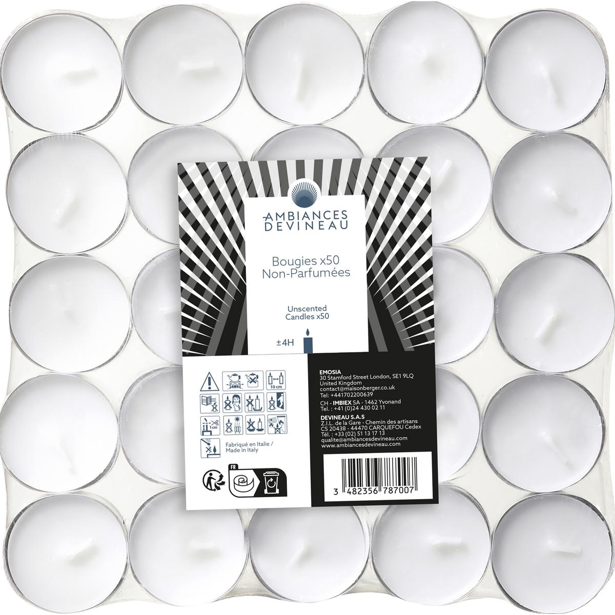 3482356787007 - Ambiances Devineau - Bougies chauffe-plats blanches non parfumées