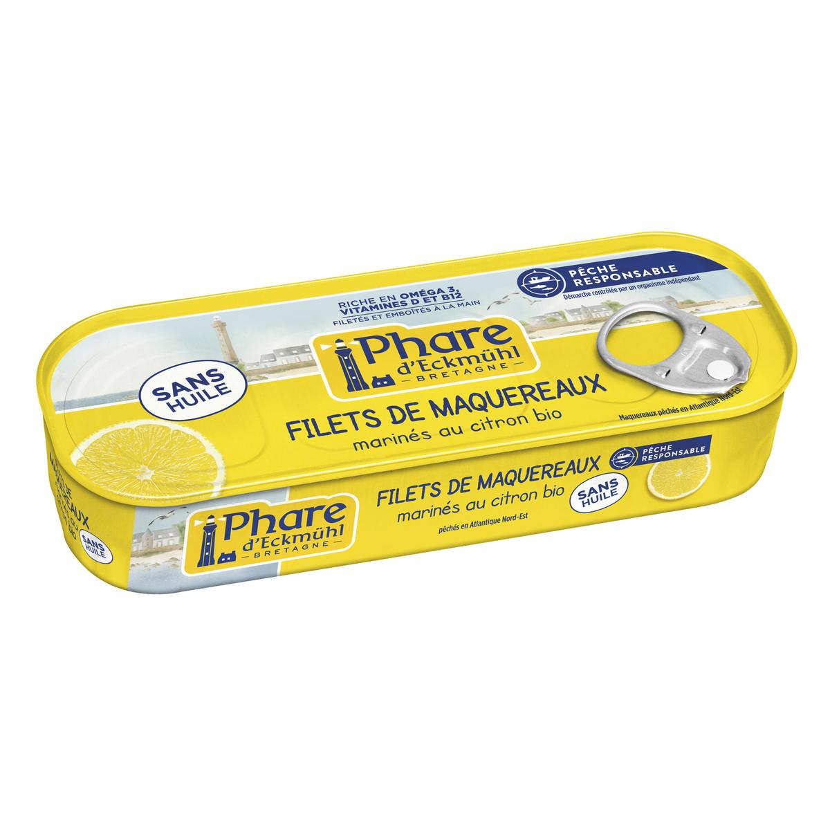 3263670798807 - Phare d'Eckmuhl - Filets de maquereaux marinés au citron bio sans huile, Pêche Responsable