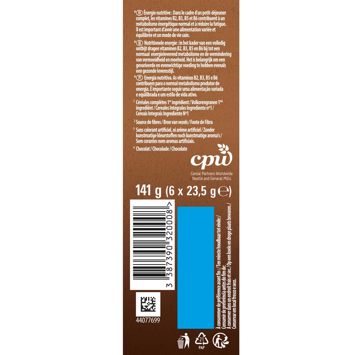 3387390320008 - Fitness - Barres de céréales au Chocolat Fitness x6