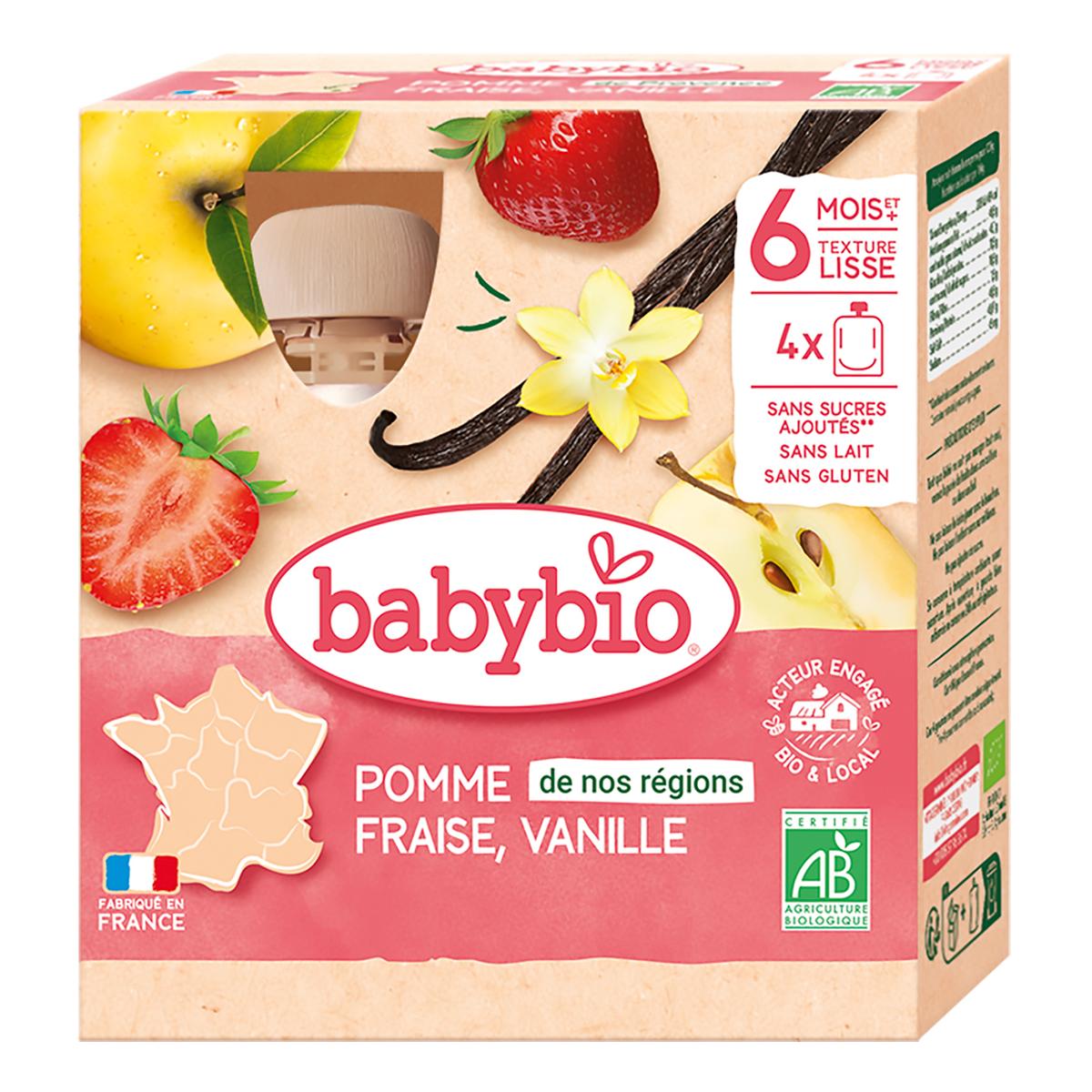 3288131540108 - Babybio - Pomme de Provence, Faise, Vanille Bio Gourde Bébé Dès 6 mois