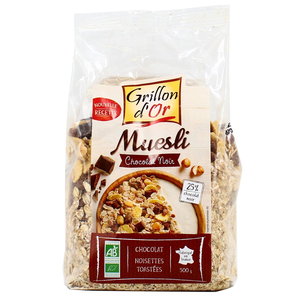 Livraison à domicile Grillon Or Muesli chocolat bio, 500g