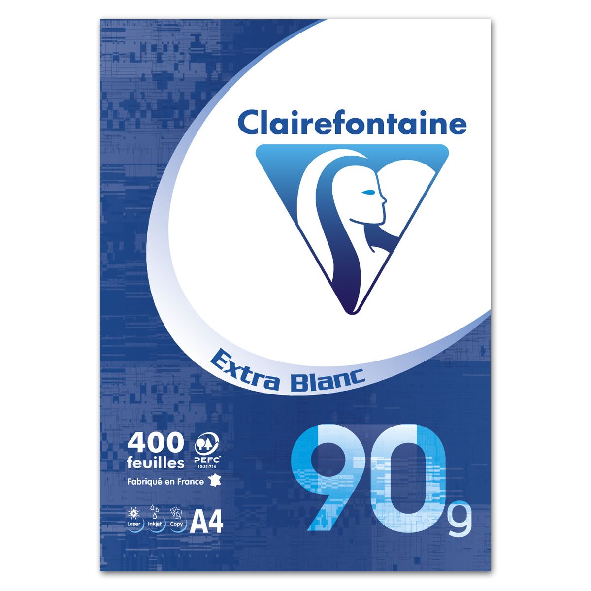 Clairefontaine - Papier blanc - A4 (210 x 297 mm) - 90 g/m² - 2500 feuilles  (carton de 5 ramettes)