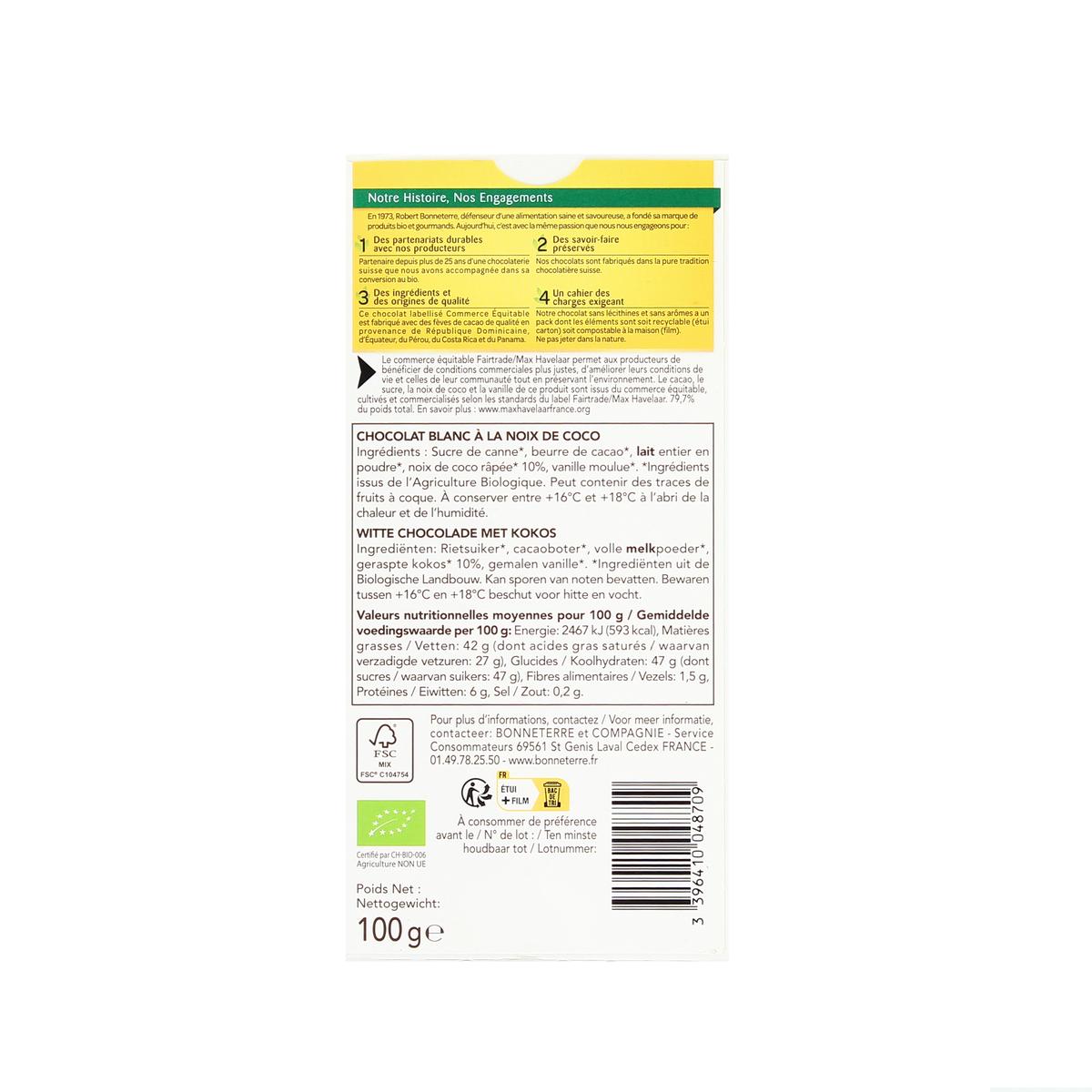 3396410048709 - Bonneterre - Chocolat blanc noix de coco bio