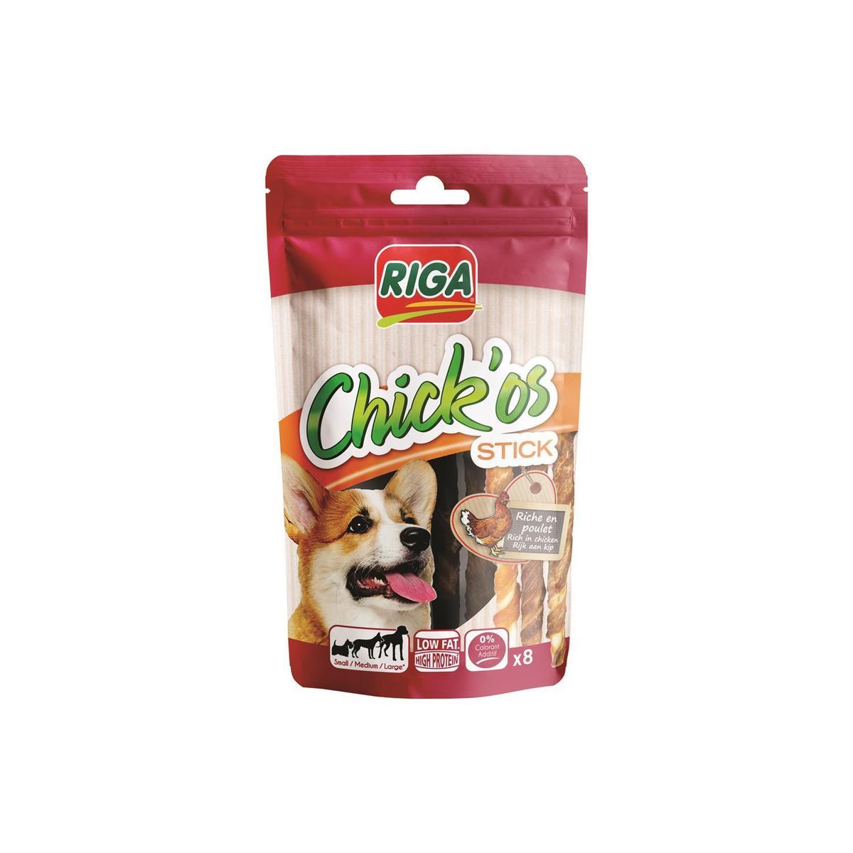 3166780060010 - Riga Chick'Os - Sticks au Poulet - Friandise Récompense pour chien x8