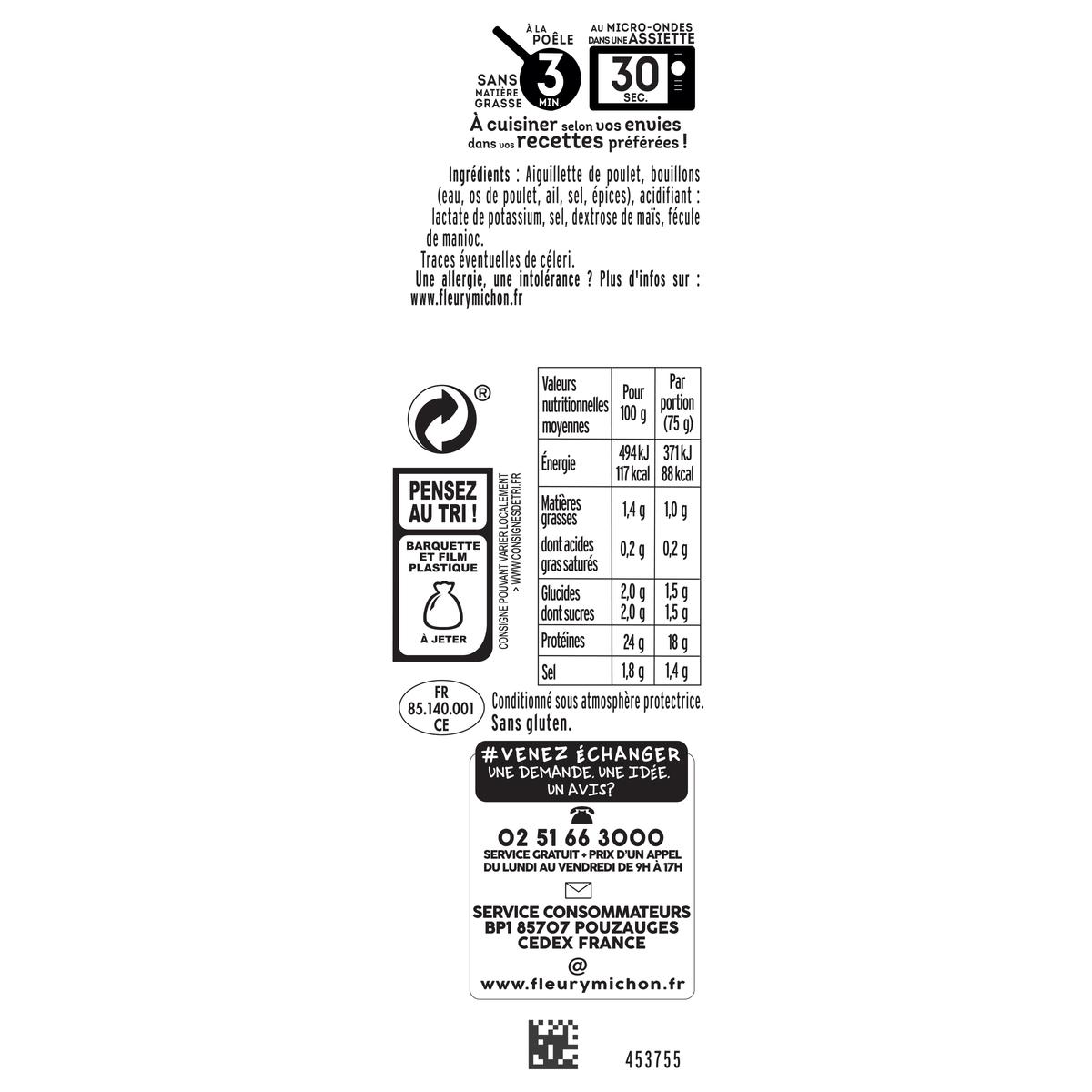 3095751926010 - Fleury Michon - Aiguillettes Tranchées de Poulet Grillé, 150g