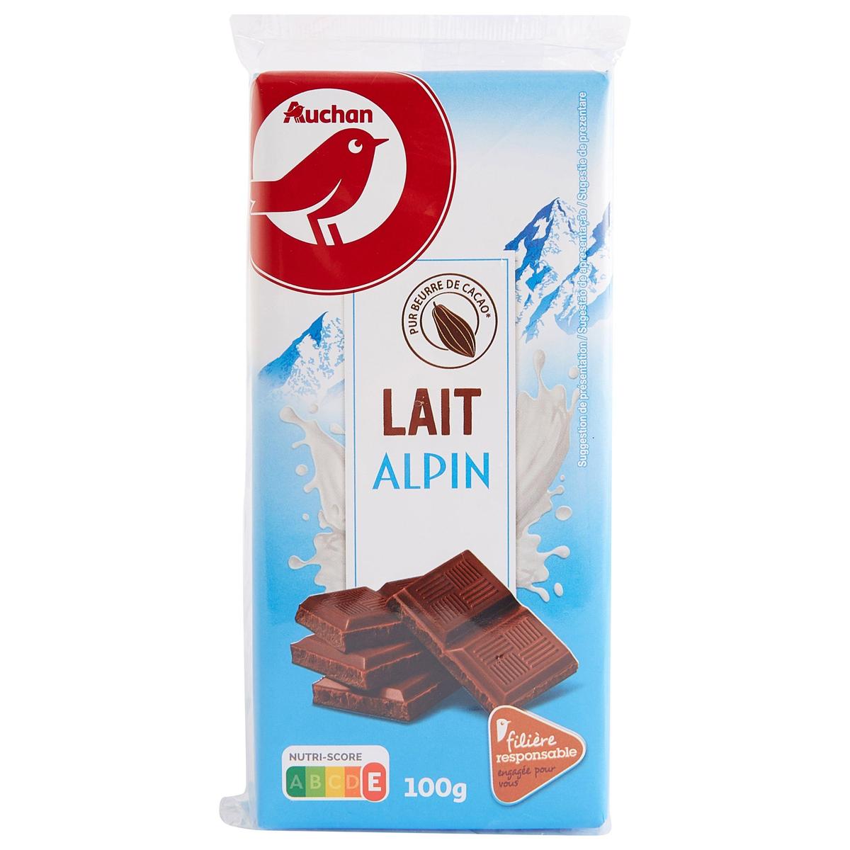 3596710507610 - Auchan - Tablette de chocolat au lait Alpin