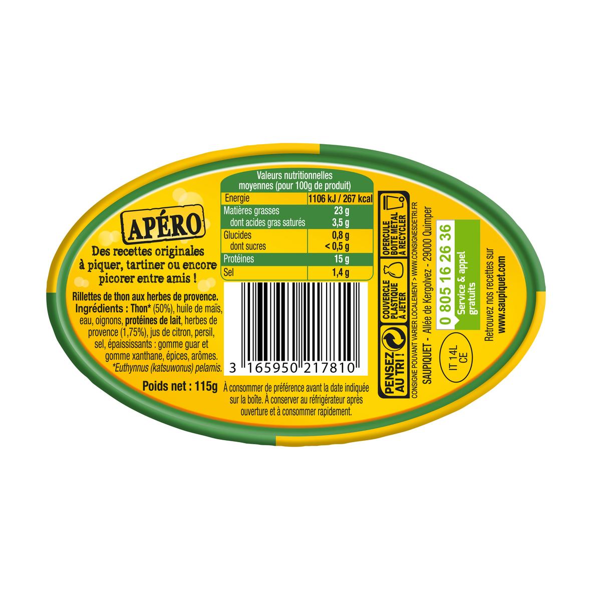 3165950217810 - Saupiquet - Rillettes de Thon Herbes de Provence - Apéro à tartiner