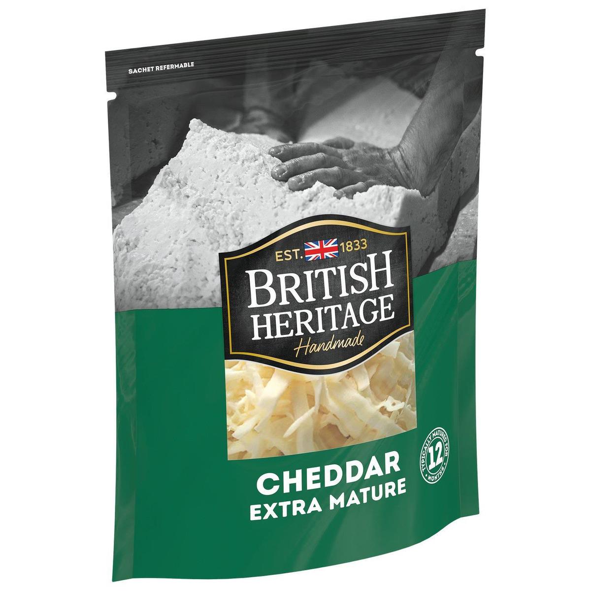 3760351340411 - British Heritage - Cheddar râpé 12 mois d'affinage
