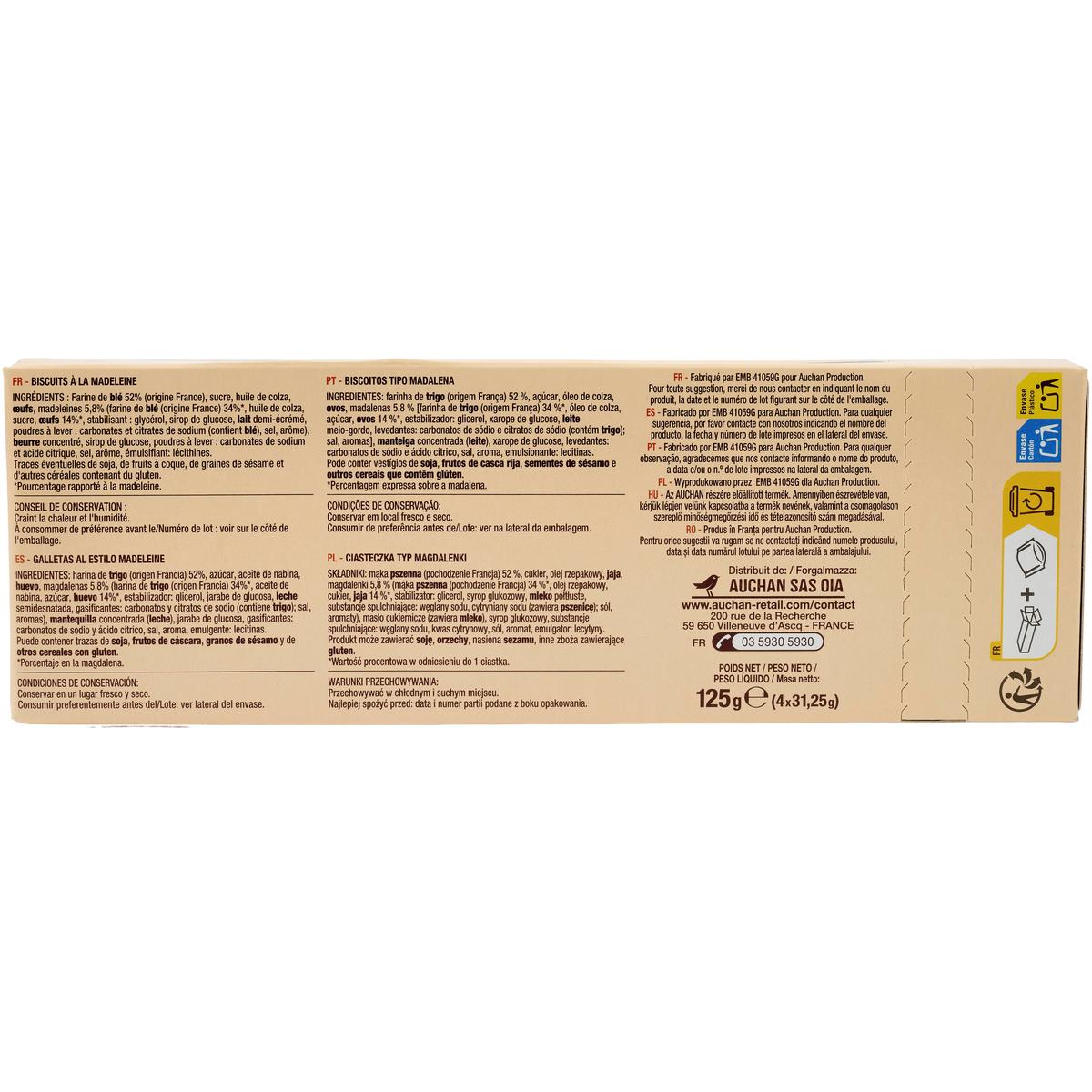 3596710481811 - Auchan - Palets biscuits recette à la madeleine sachets fraîcheur