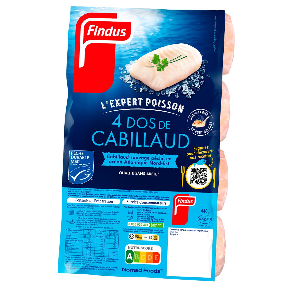 3599741001911 - Findus - Dos de cabillaud MSC pêché en Atlantique Nord Est