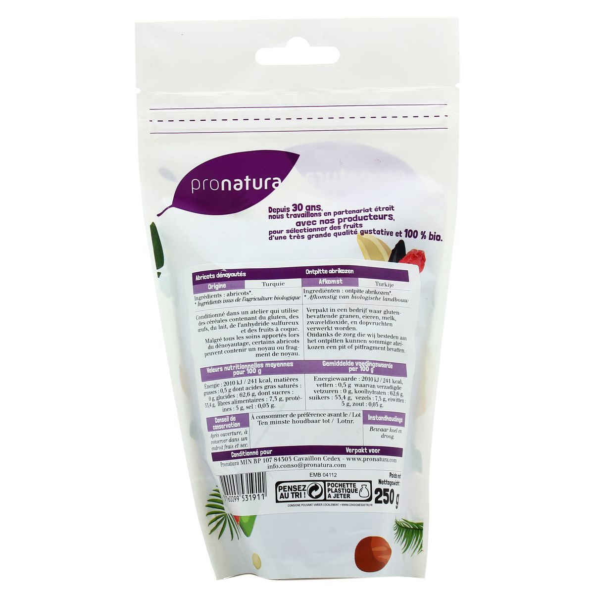 3760099531911 - Pronatura - Abricots bio dénoyautés