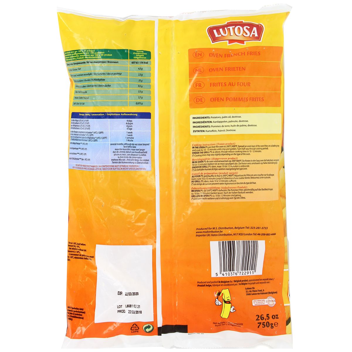 5410376722911 - Lutosa - Frites au four