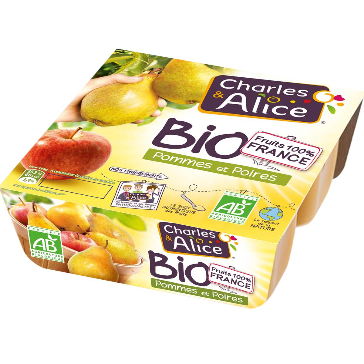 Achat / Vente Charles et Alice Spécialité Pommes et poires Bio, 4x95g