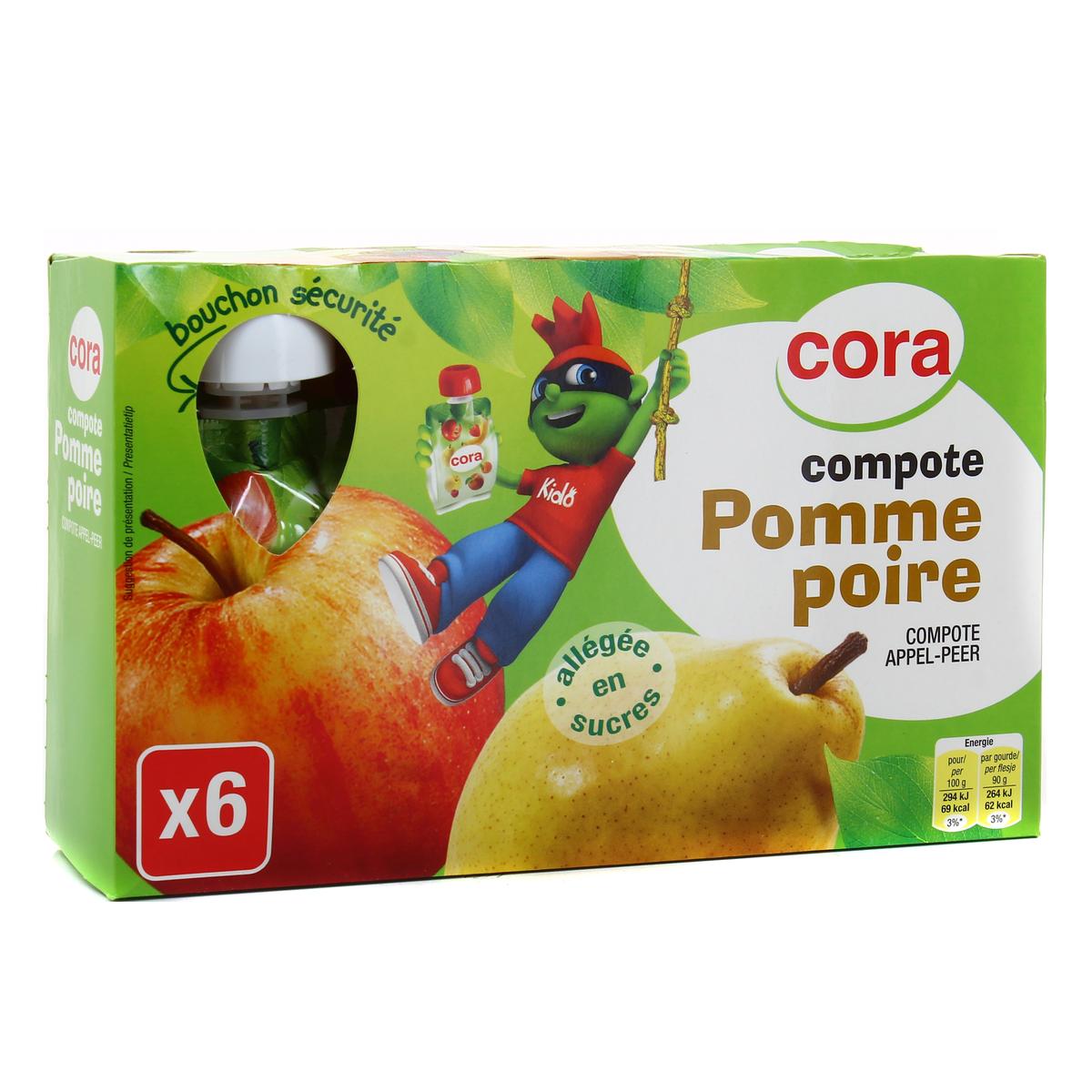 Livraison A Domicile Cora Compote Gourde Pomme Poire 6x90g