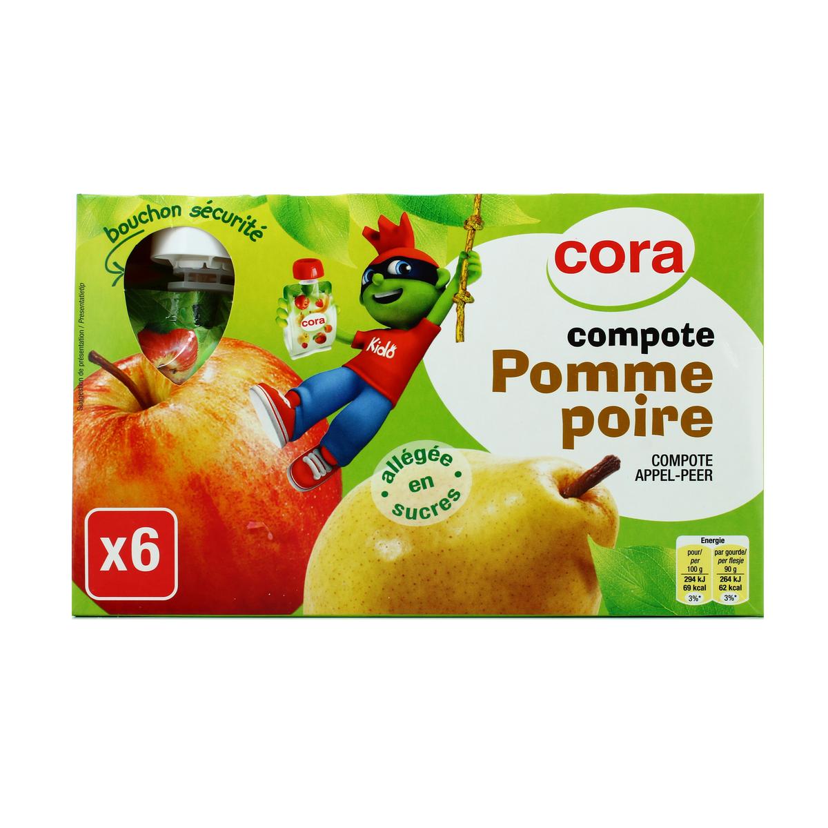 Cora Compote Gourde Pomme Poire 6x90g