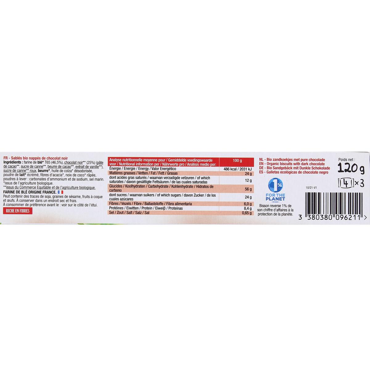 3380380096211 - Bisson - Sablés nappés chocolat noir bio