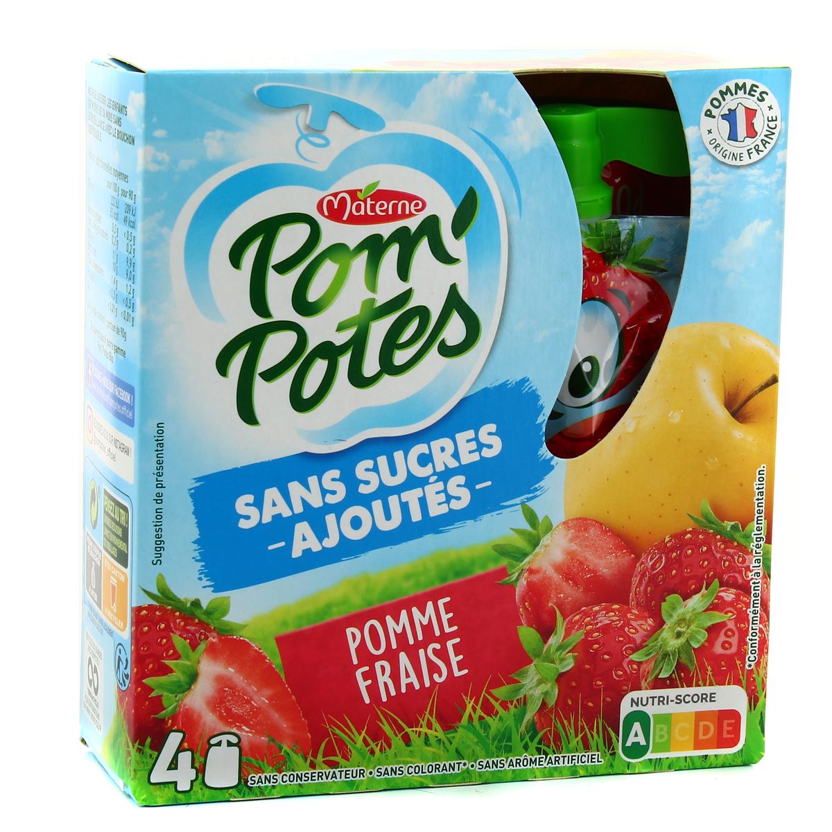 Acheter Materne Pom'potes pomme fraise sans sucres ajoutés, 4x90g