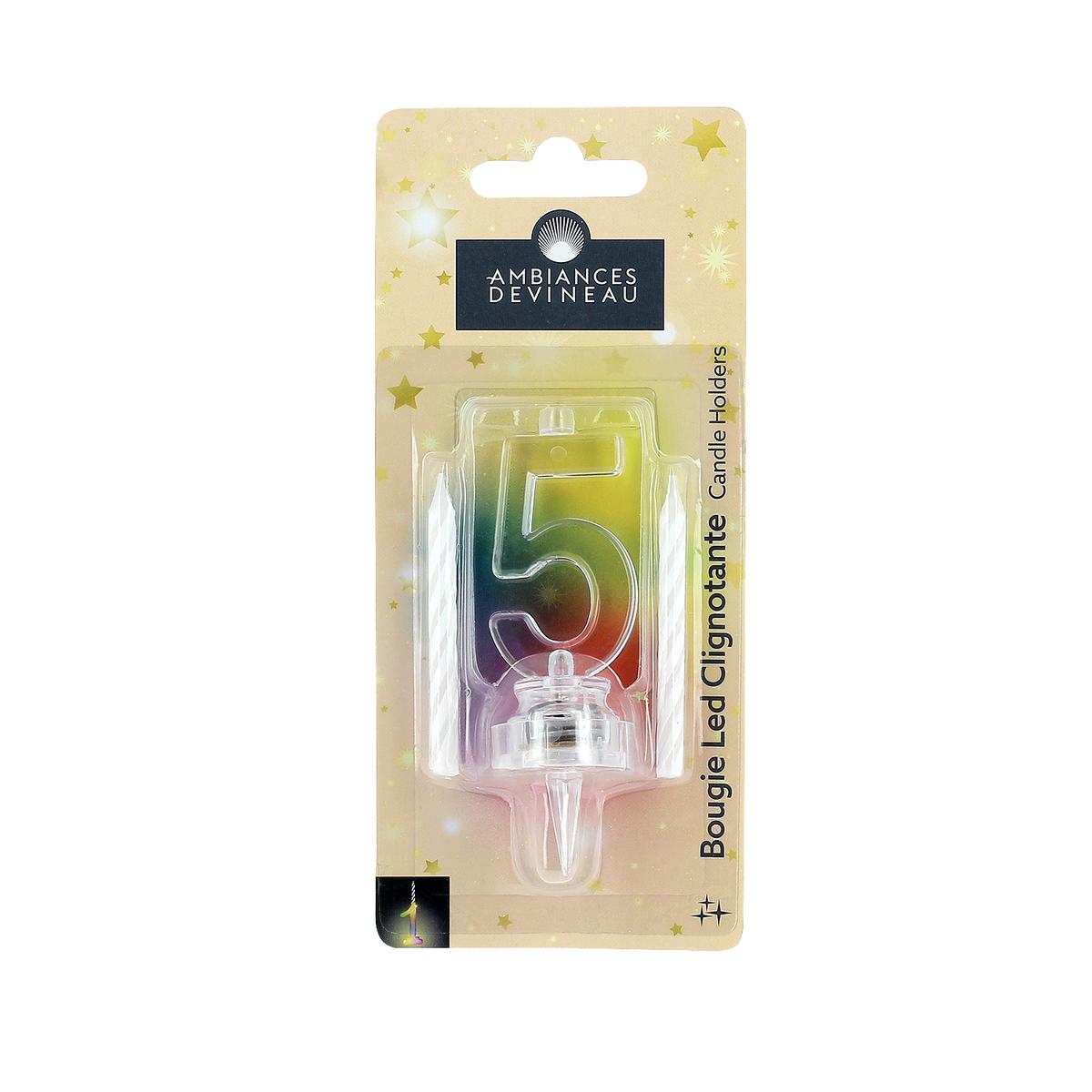 3482356827611 - Ambiances Devineau - Bougie anniversaire N°5 effet led