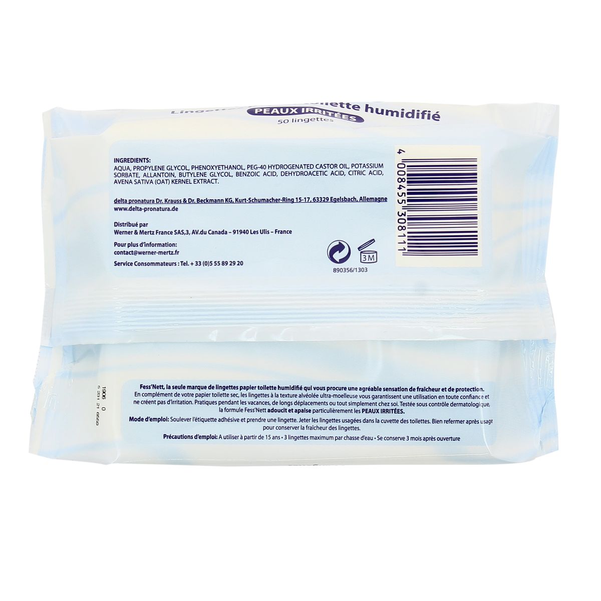 FESS'NETT Papier toilette humide blanc hypoallergénique 50 lingettes pas  cher 