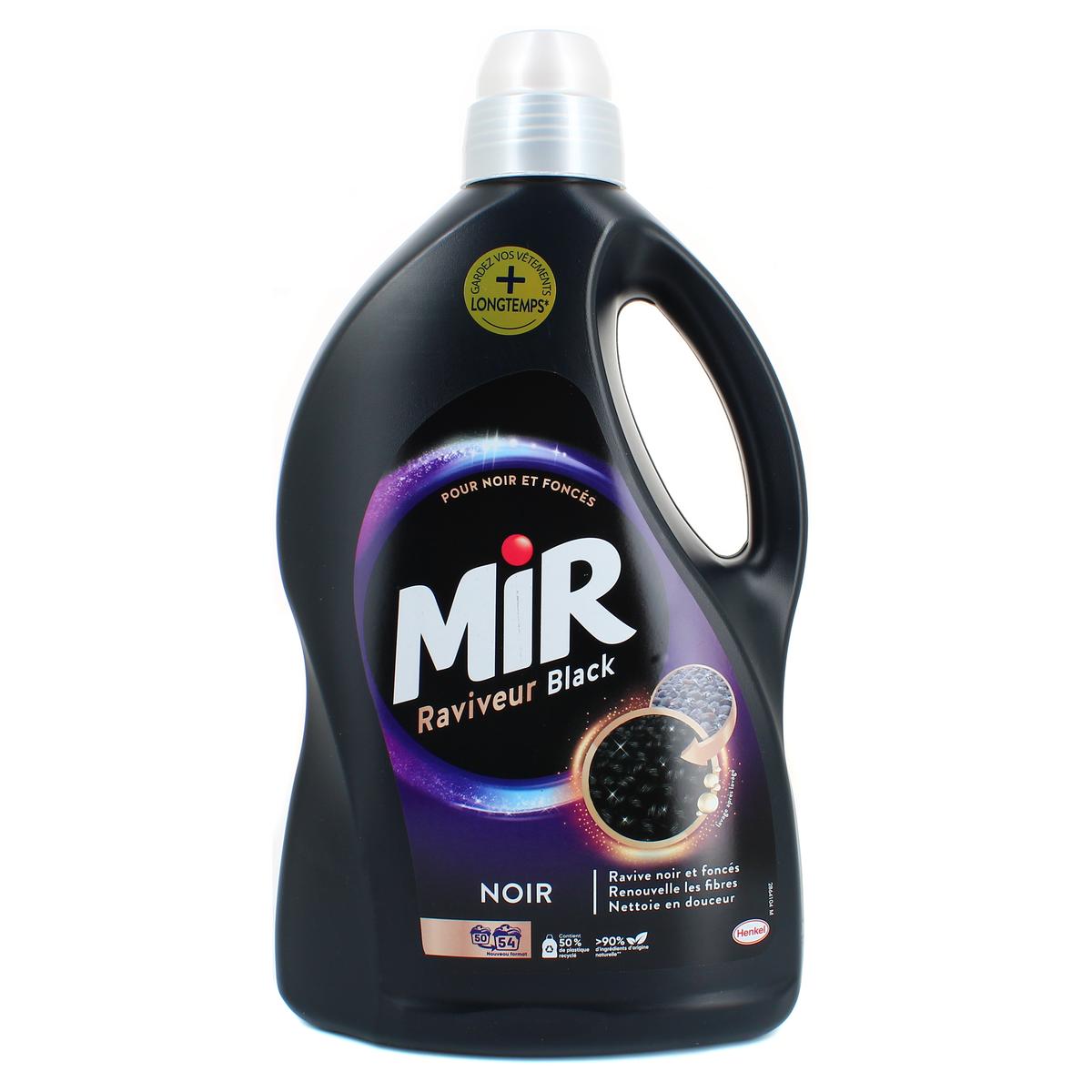 Mir Raviveur Black – Lessive liquide Spéciale Linge Noir – Soin pour les  vêtements noirs – 90% d'ingrédients d'origine naturelle – 54 lavages (2,97  l)