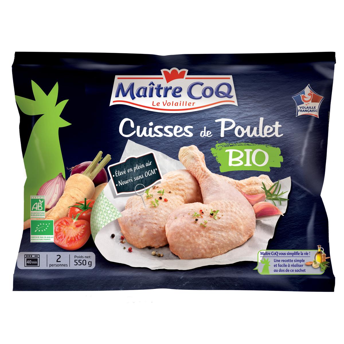 3230890841712 - Maître Coq - 2 Cuisses de poulet fermier Bio, élevés en plein air, déjointées 