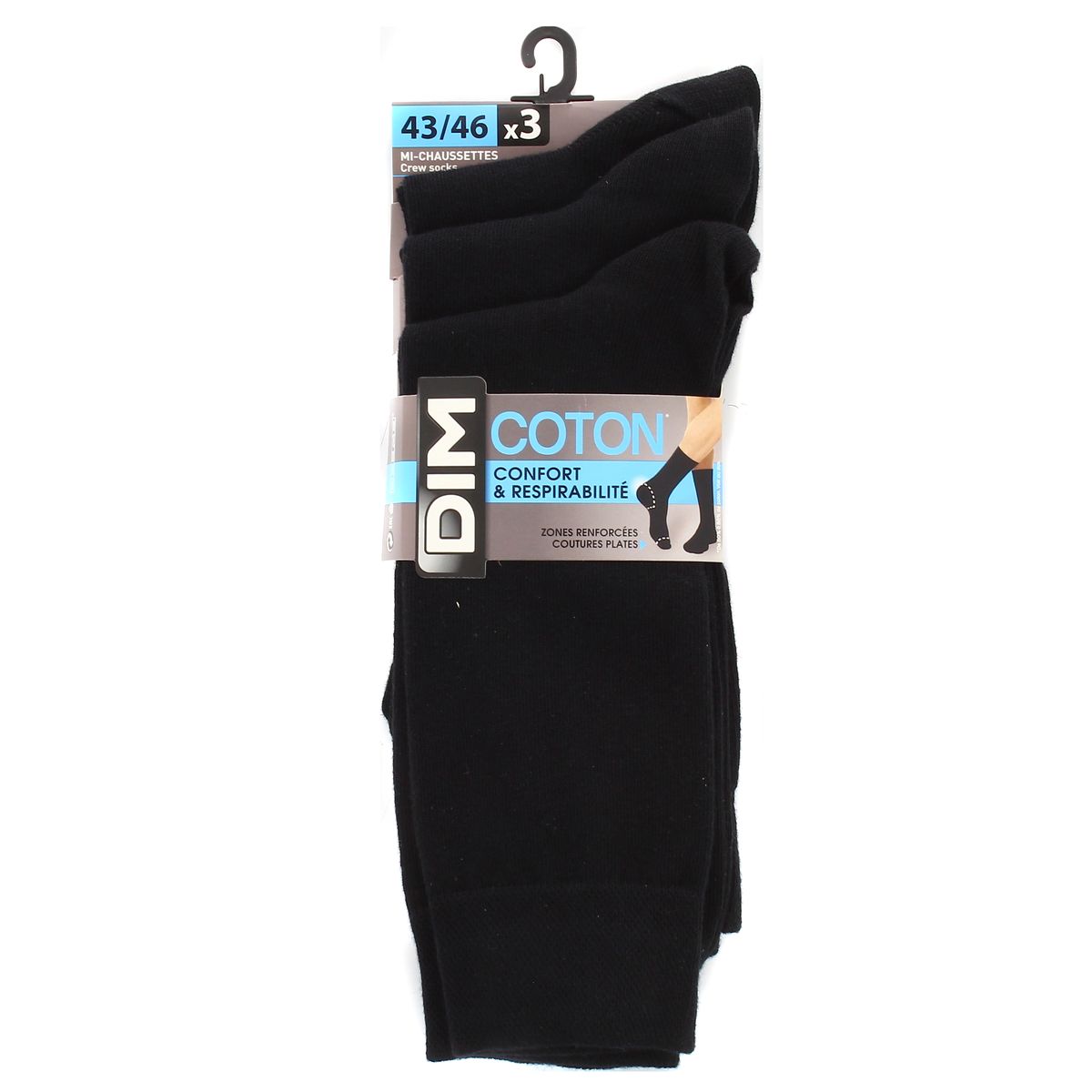 3610861372412 - Dim - Mi Chaussettes Coton Noires x3