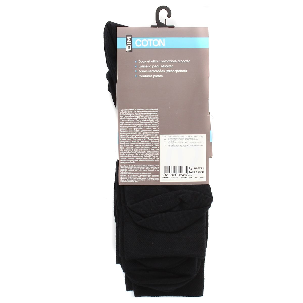3610861372412 - Dim - Mi Chaussettes Coton Noires x3
