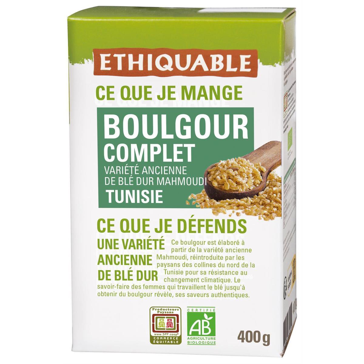 3760278865912 - Ethiquable - Commerce Equitable - Boulgour Complet de Tunisie- Variété Ancienne de Blé Dur Bio