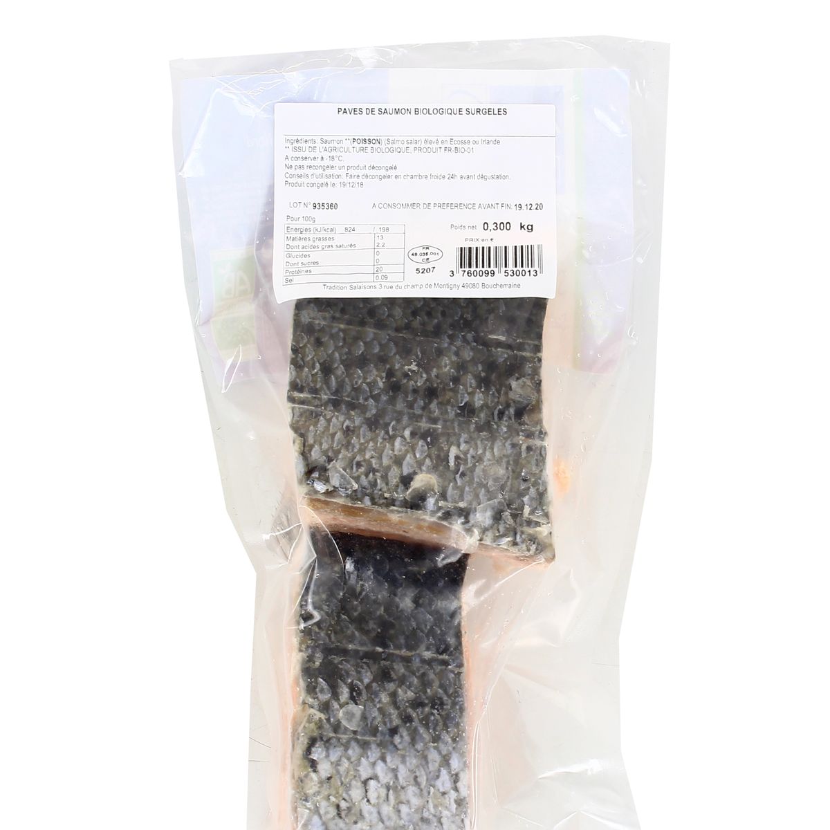 3760099530013 - Délices d'o - 2 Pavés de saumon Atlantique Bio avec peau