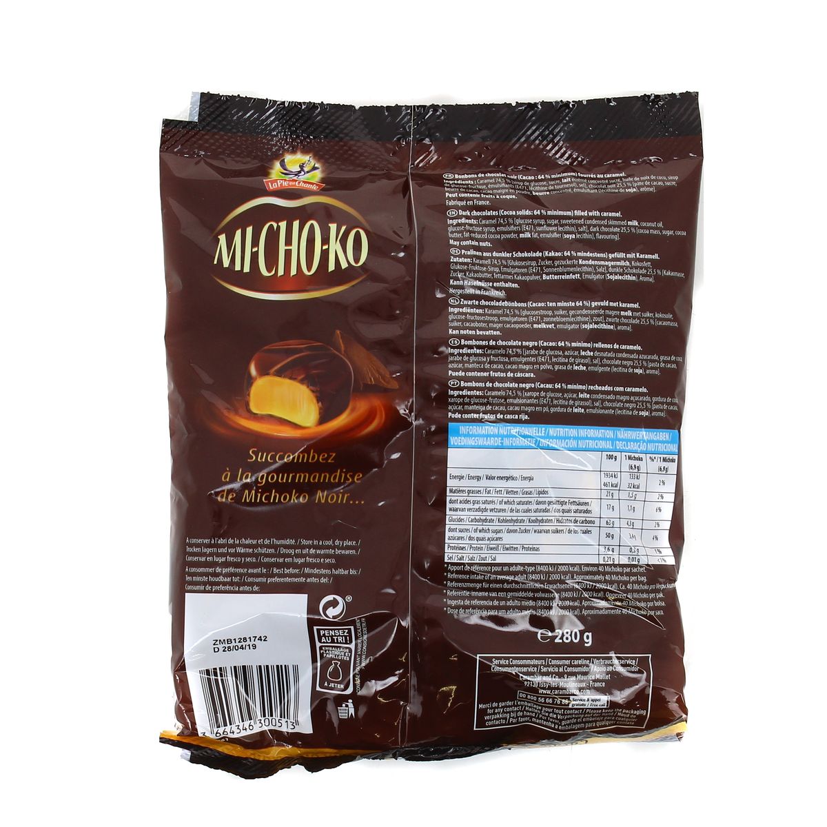 Bonbons caramel chocolat noir MICHOKO - Sachet de 100 g sur