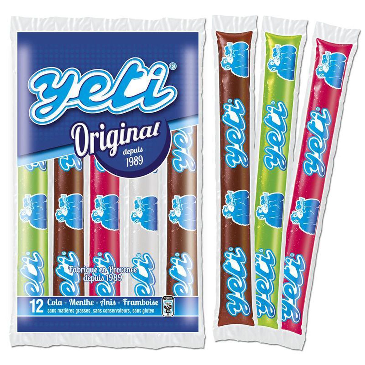 3332792001413 - Yetigel - 12 Bâtonnets géants parfum Original 12x100ml 