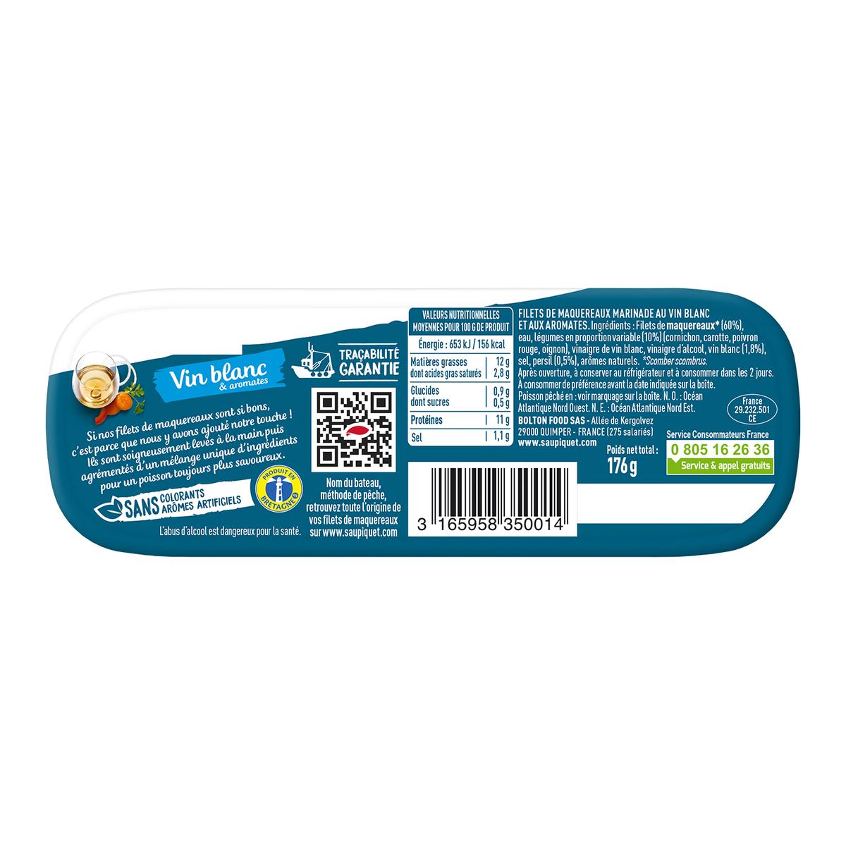 3165958350014 - Saupiquet - Filets de Maquereaux Marinés Vin blanc et Aromates