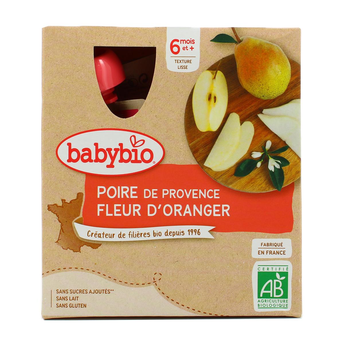 Acheter Babybio Gourde Poire De Provence Fleur D Oranger Bio 4x90g