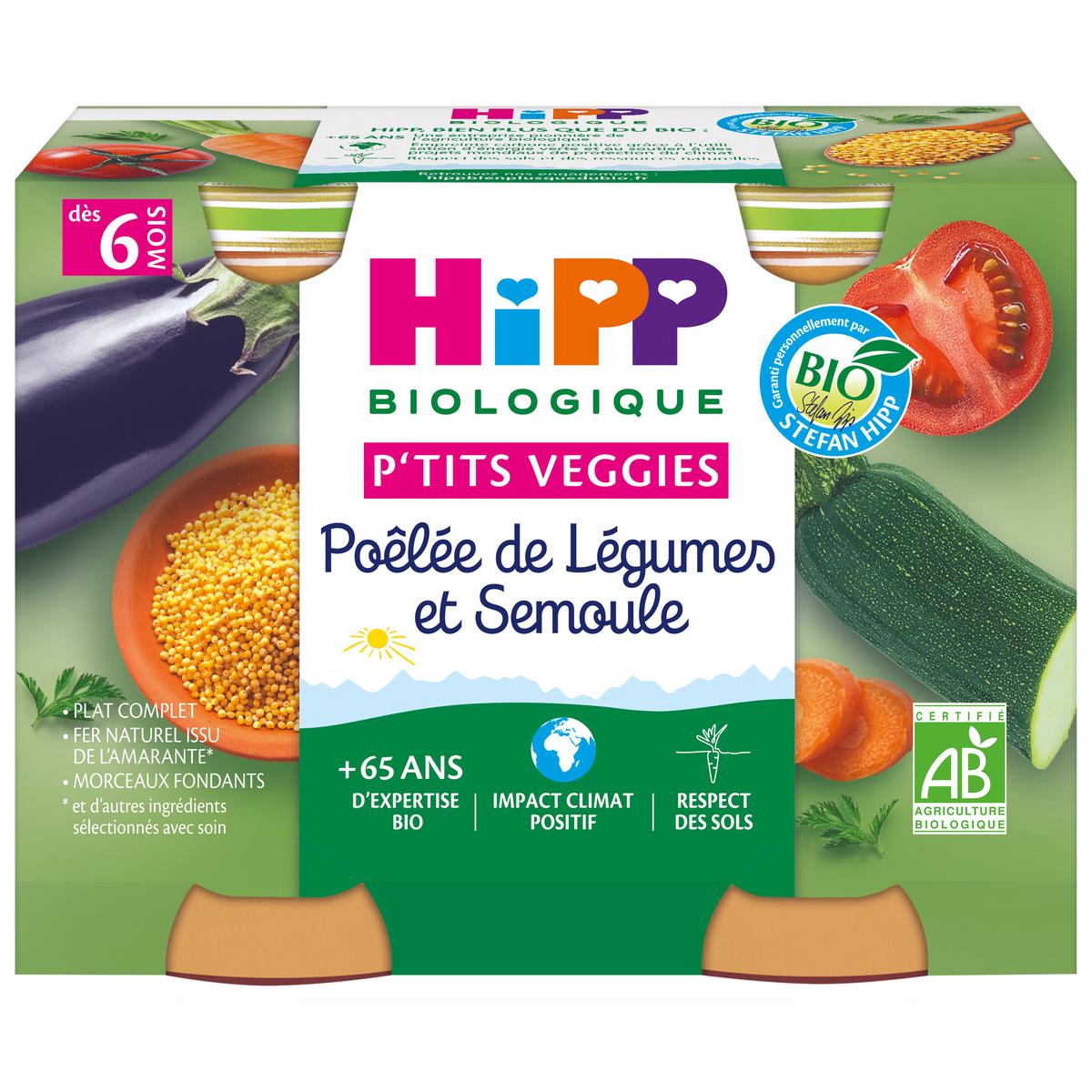 Hipp - P'tits Veggies Poêlée de Légumes et Semoule Bio Pot Bébé Dès 6 mois