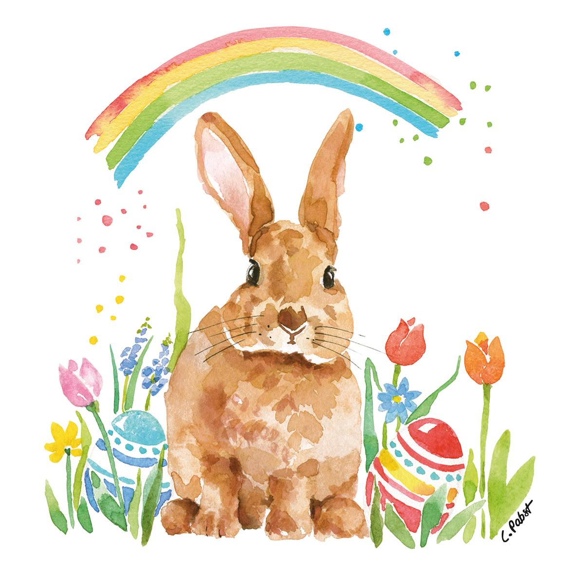 4021766281614 - Paperproducts Design - Serviettes papier Rainbow Rabbit