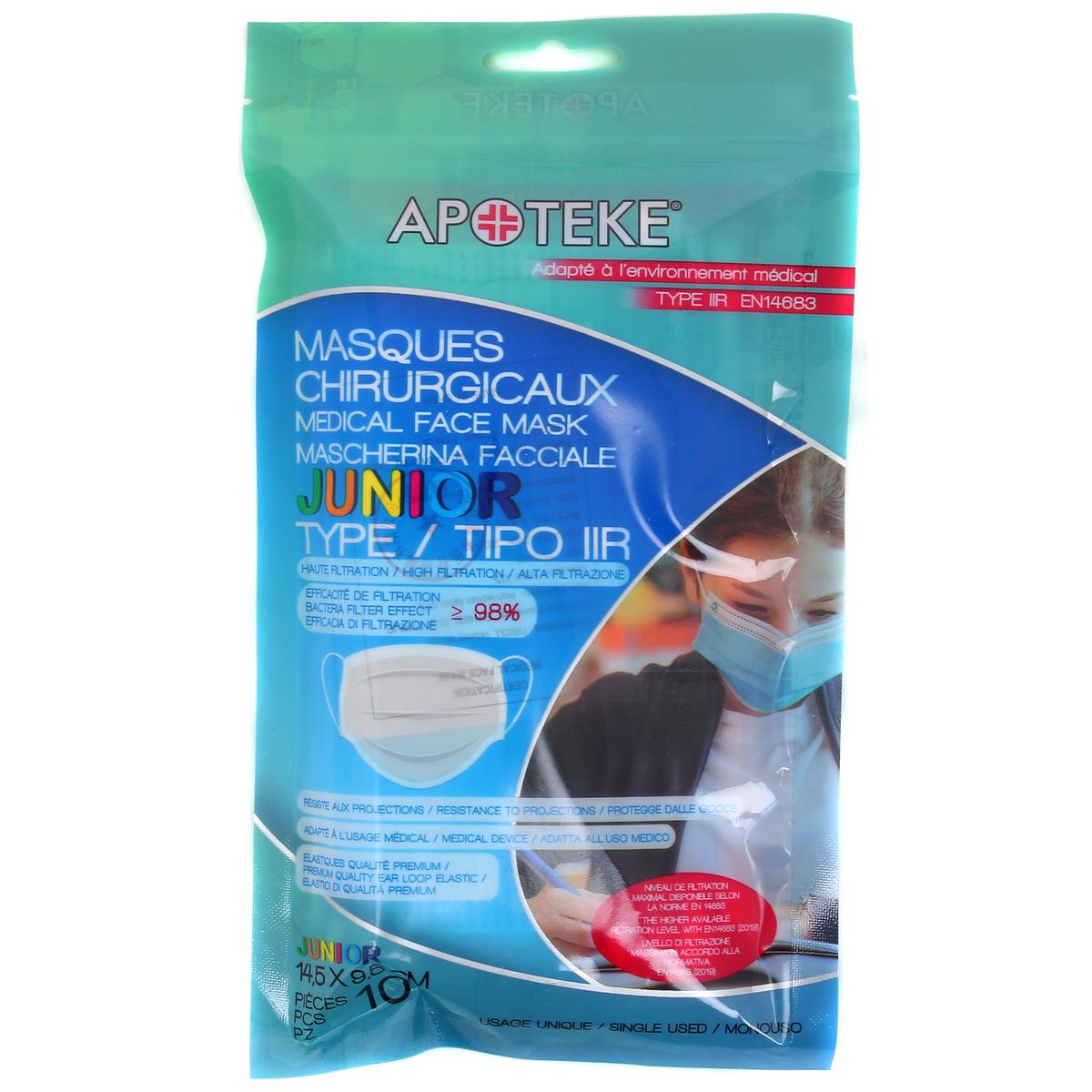 3700206774114 - Apoteke - Masques chirurgicaux IIR enfant 9 - 13 ans x10