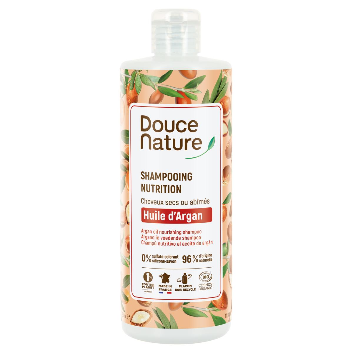 3517360027914 - Douce Nature - Shampoing Argan Cosmébio cheveux secs et abimés