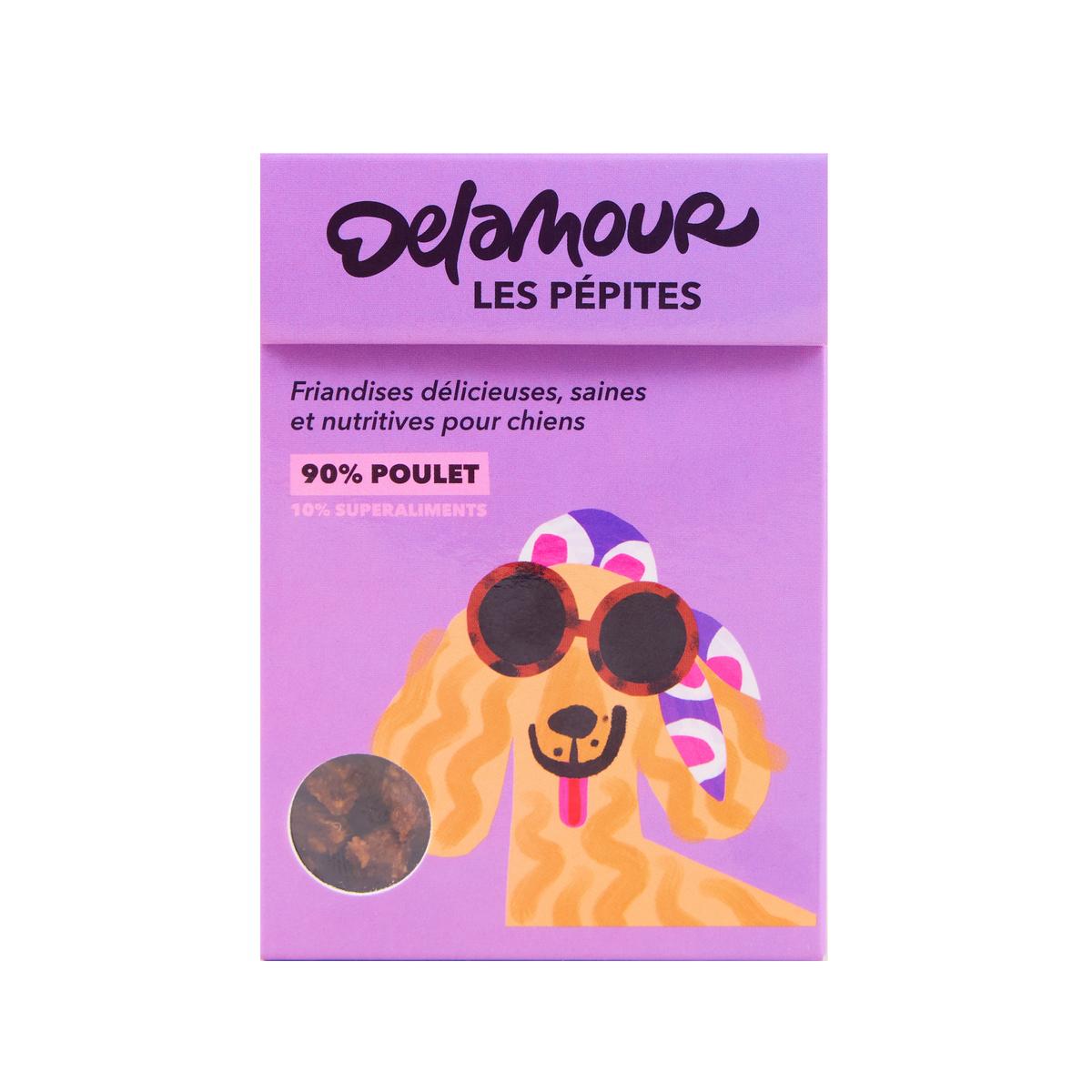 3760407550115 - Delamour - Pépites Bouchées Poulet Myrtilles Friandise Récompense pour chien