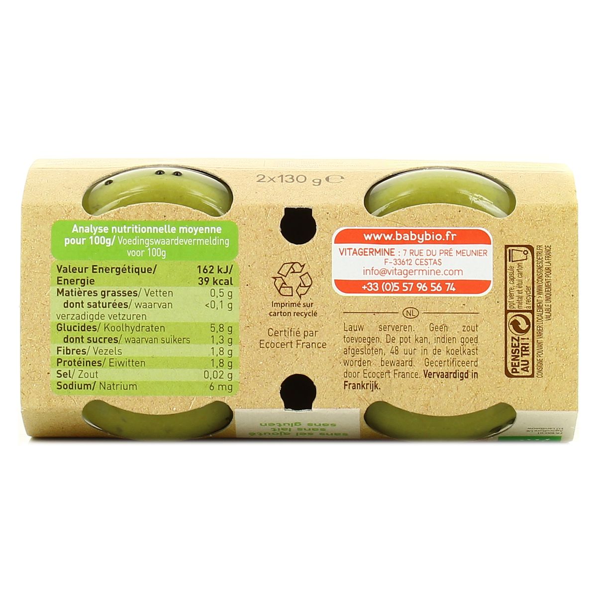 3288131510415 - Babybio - Légumes Verts de nos Régions Bio Pot Bébé Dès 4 mois