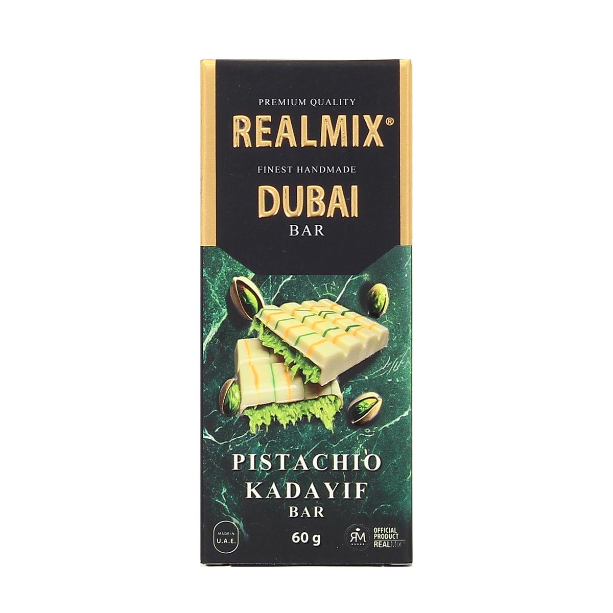 9120060950815 - Realmix - Tablette Chocolat blanc de Dubai fourré pistache et cheveux d'ange