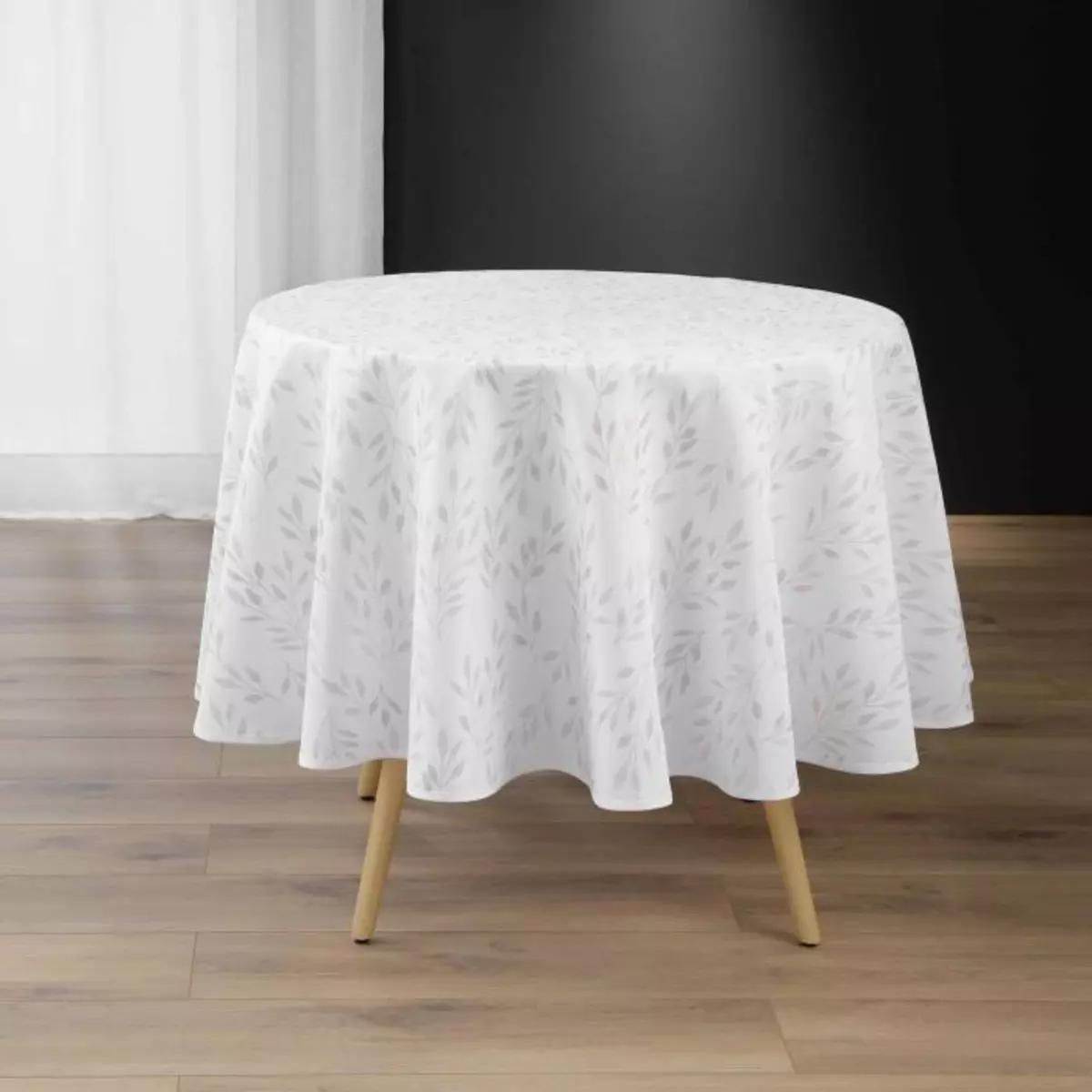 3574387232615 - Douceur D Interieur - Nappe Antitache Ronde Imprimé Lonigold Blanc
