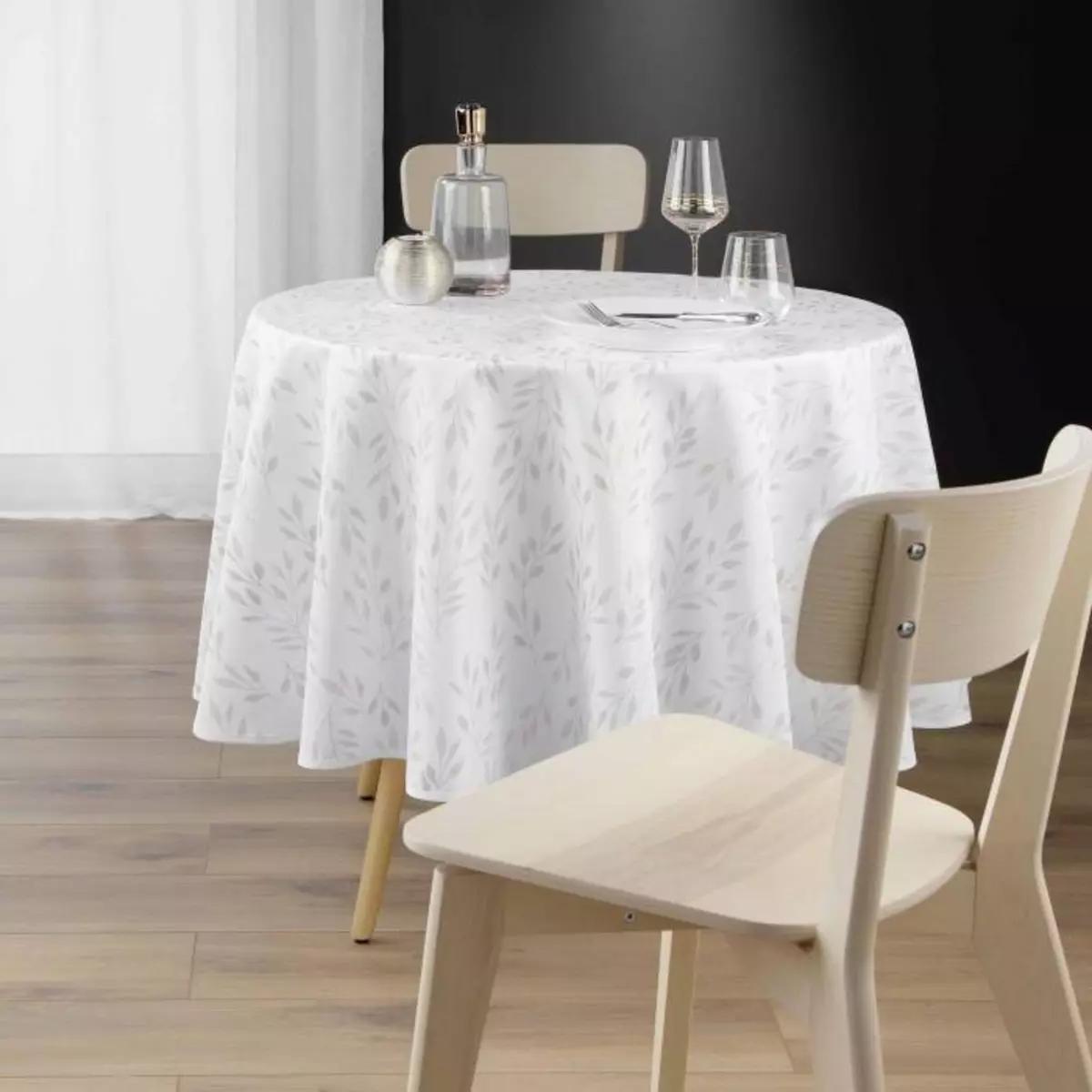 3574387232615 - Douceur D Interieur - Nappe Antitache Ronde Imprimé Lonigold Blanc