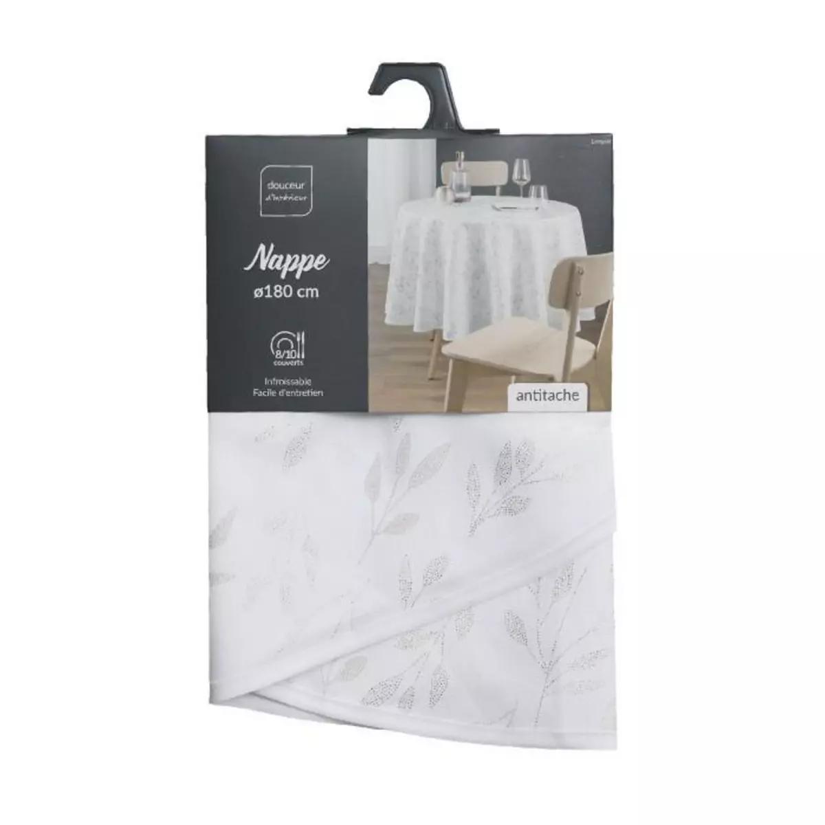 3574387232615 - Douceur D Interieur - Nappe Antitache Ronde Imprimé Lonigold Blanc