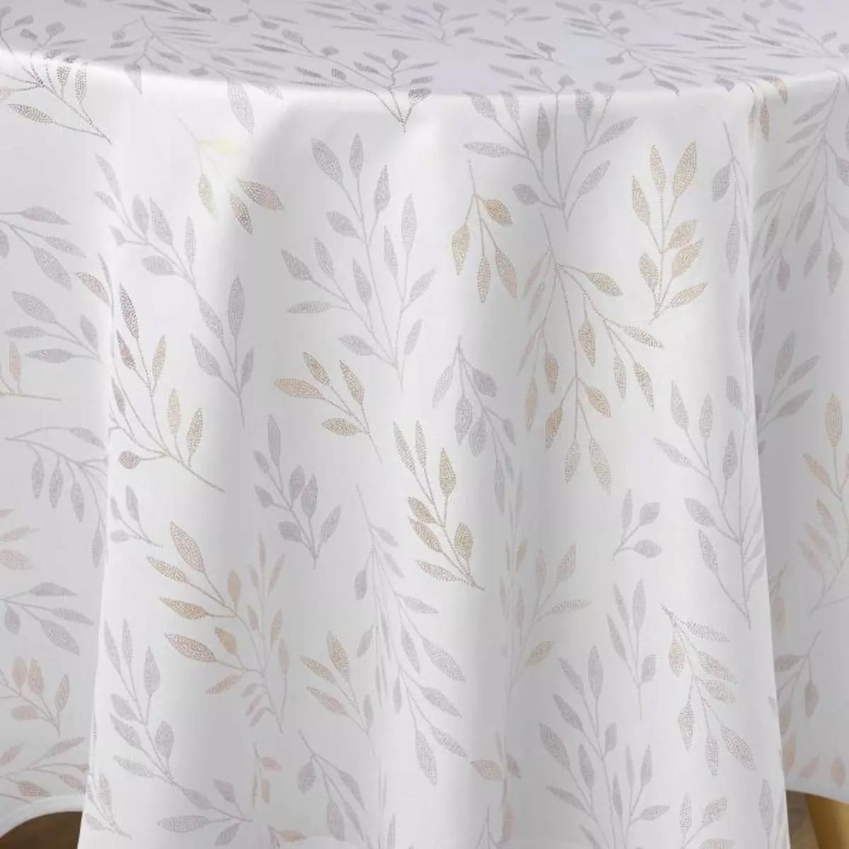 3574387232615 - Douceur D Interieur - Nappe Antitache Ronde Imprimé Lonigold Blanc