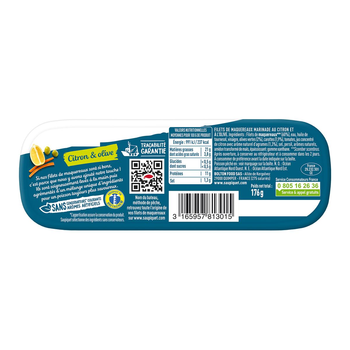 3165957813015 - Saupiquet - Filets de Maquereaux Marinés Citron et Olives
