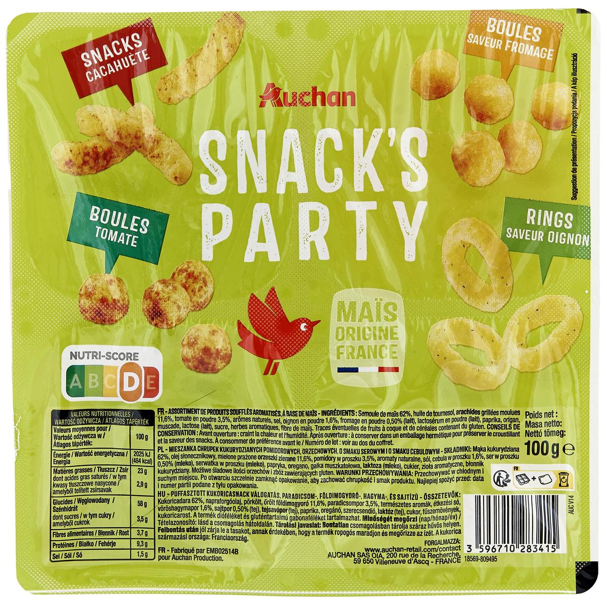 3596710283415 - Auchan - Assortiment de biscuits apéritifs soufflés Snack party